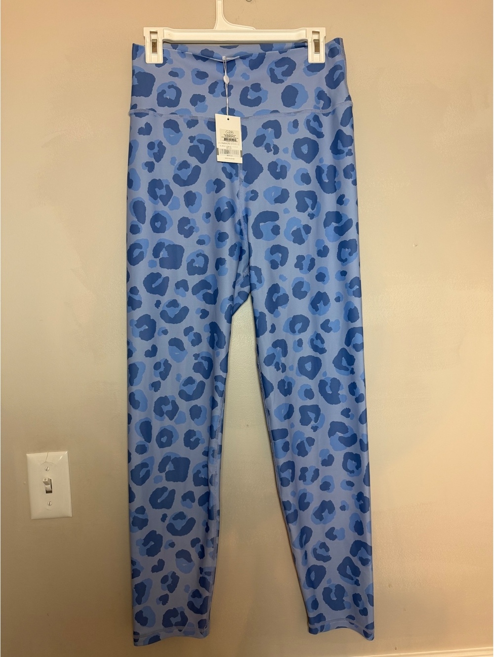 Mudpie Women's Blue Leopard Print High Waisted Leggings Size XL. NWT